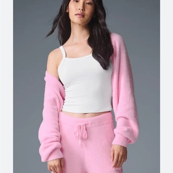 LIKE NEW ALO Snuggle Up Sweater Shawl, Sweet Pink, OS - Picture 2 of 4